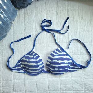 Hollister Y2K Multi-Wear Pushup Bikini Top, L, Blue Tie Dye